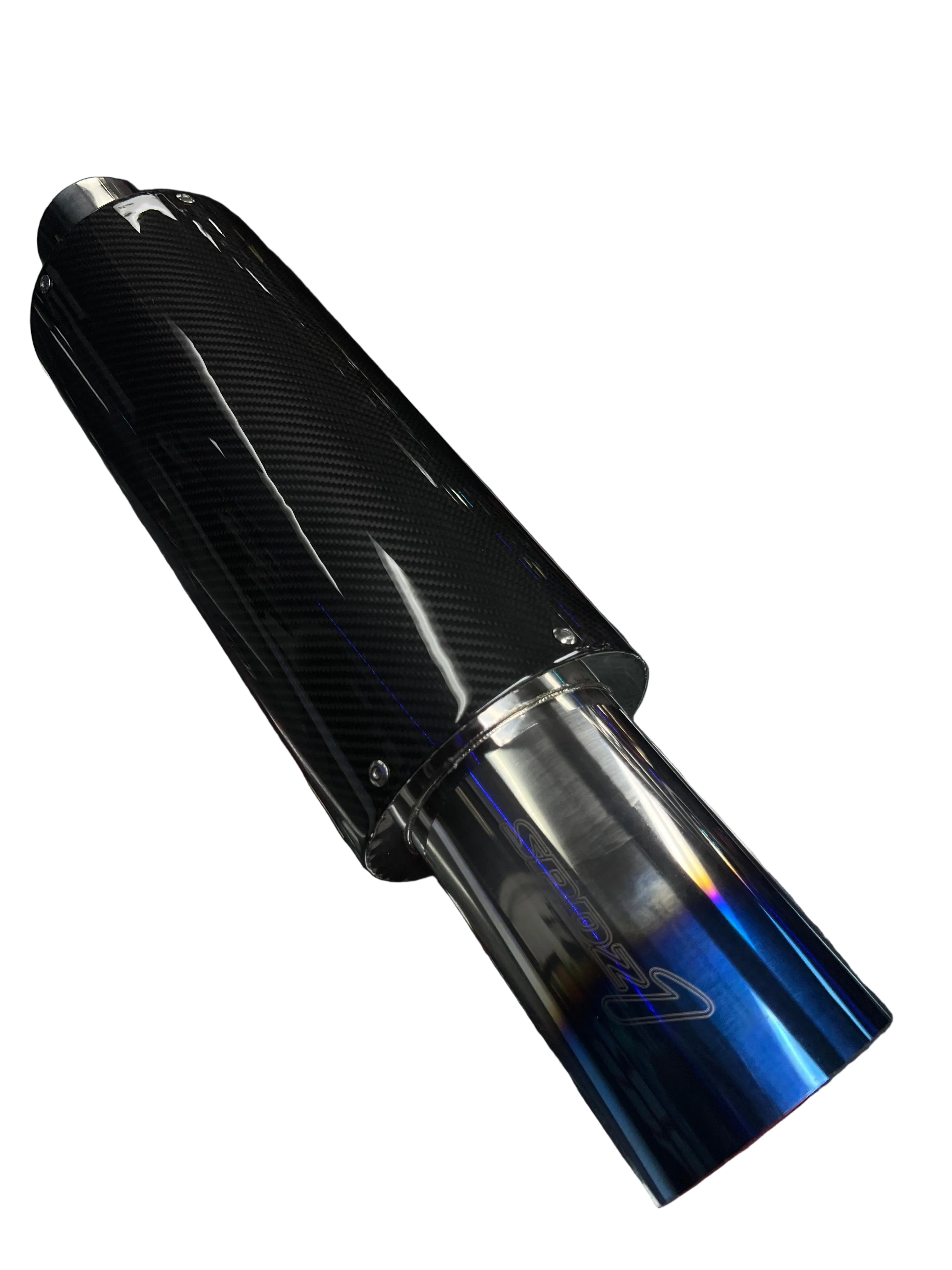 SPDZ1 Carbon Series Performance Muffler – 3" Inlet / 4.5" Burnt Tip (No-Weld Design)