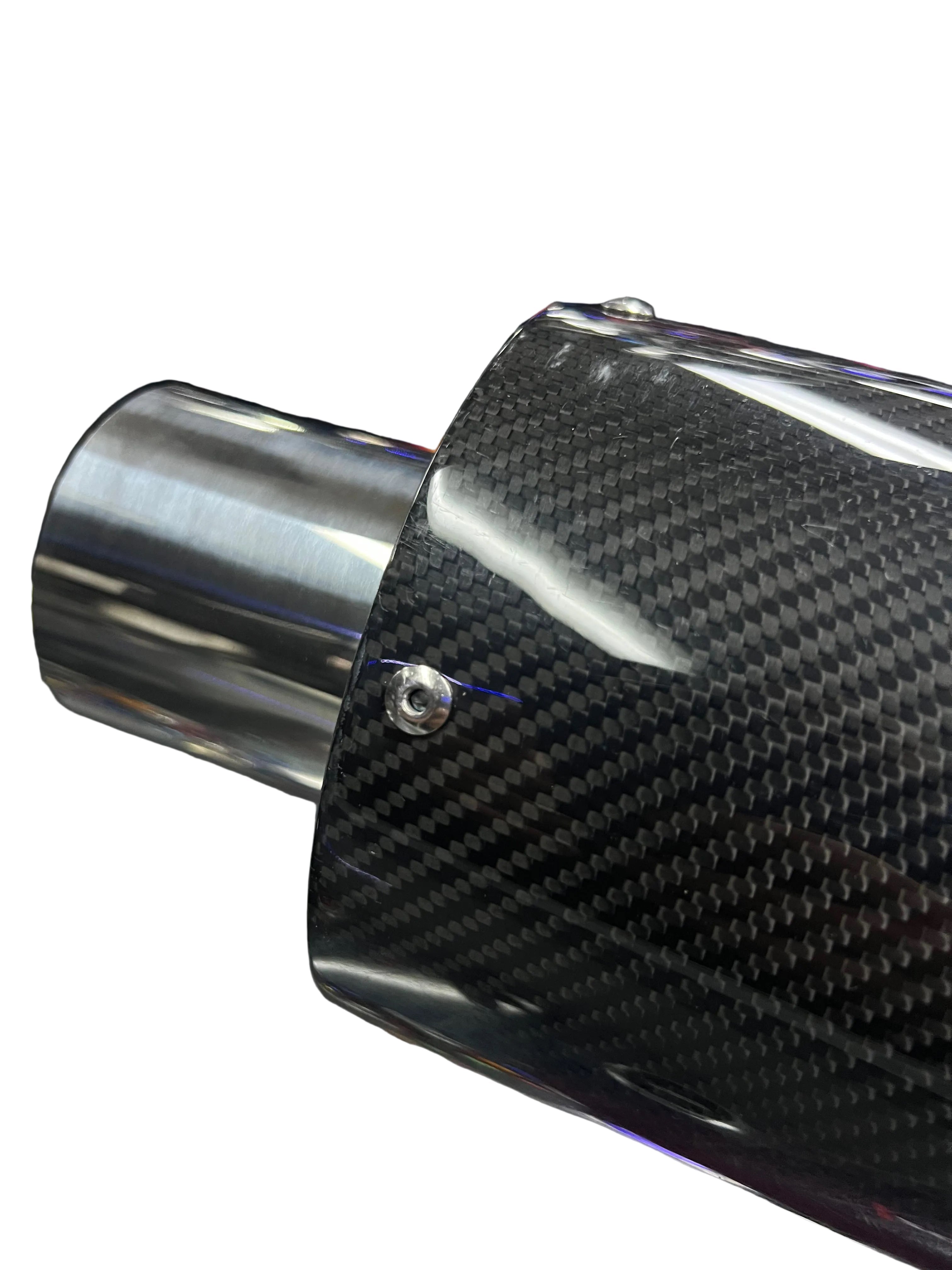 SPDZ1 Carbon Series Performance Muffler – 3" Inlet / 4.5" Burnt Tip (No-Weld Design)