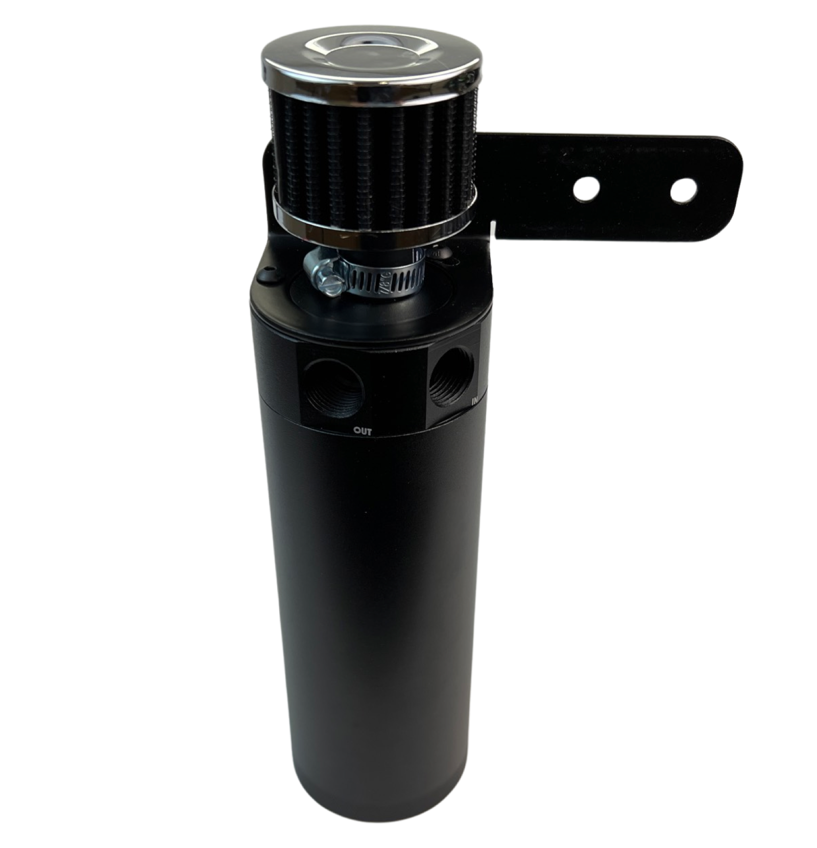 Red Universal Oil Catch Can XL 2Port -6AN + Mounting Bracket Kit + Filter 7.50z