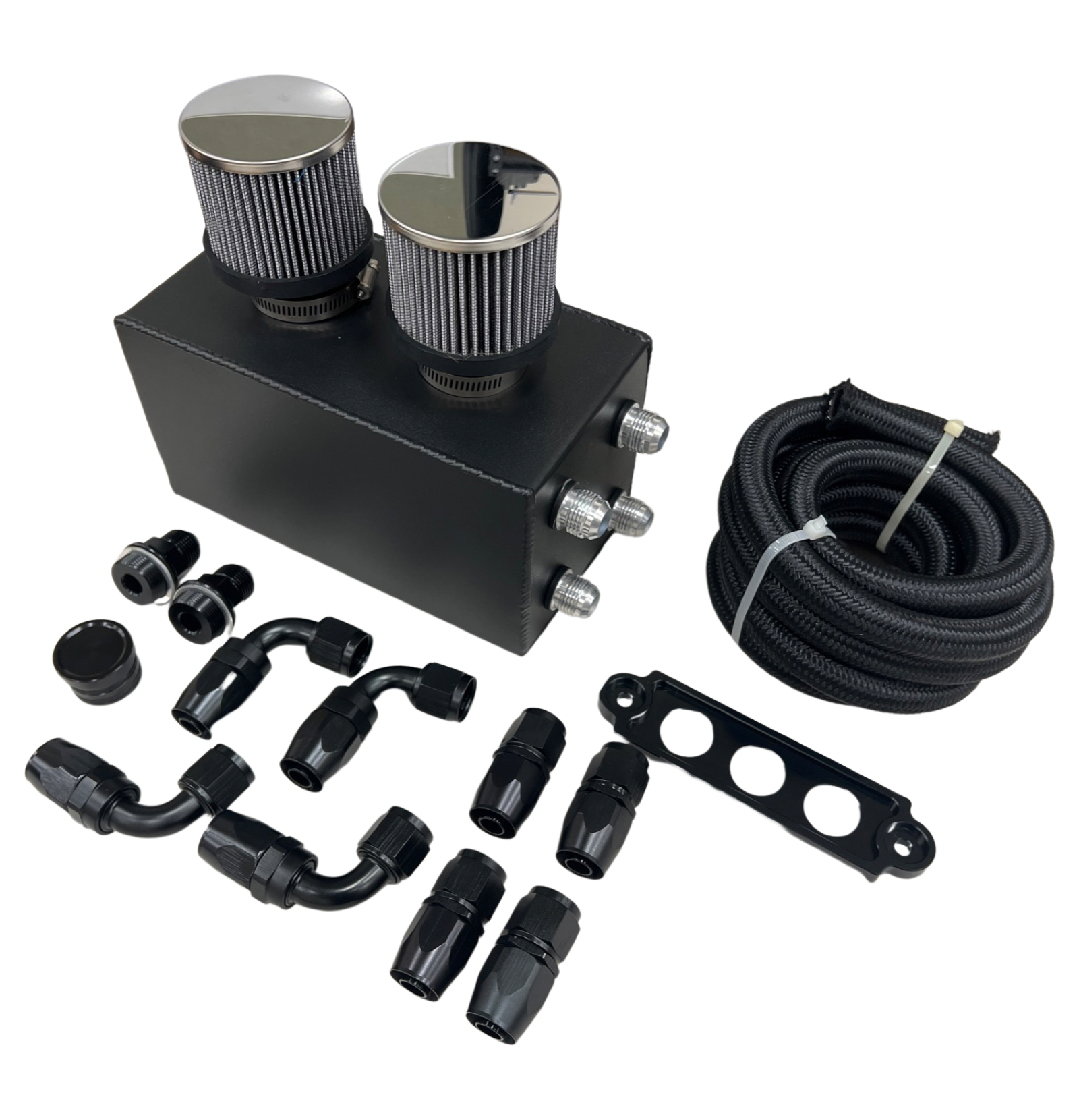Pro Series Oil Catch Can For Honda Civic Acura Integra 4 Port -10AN With Hoses