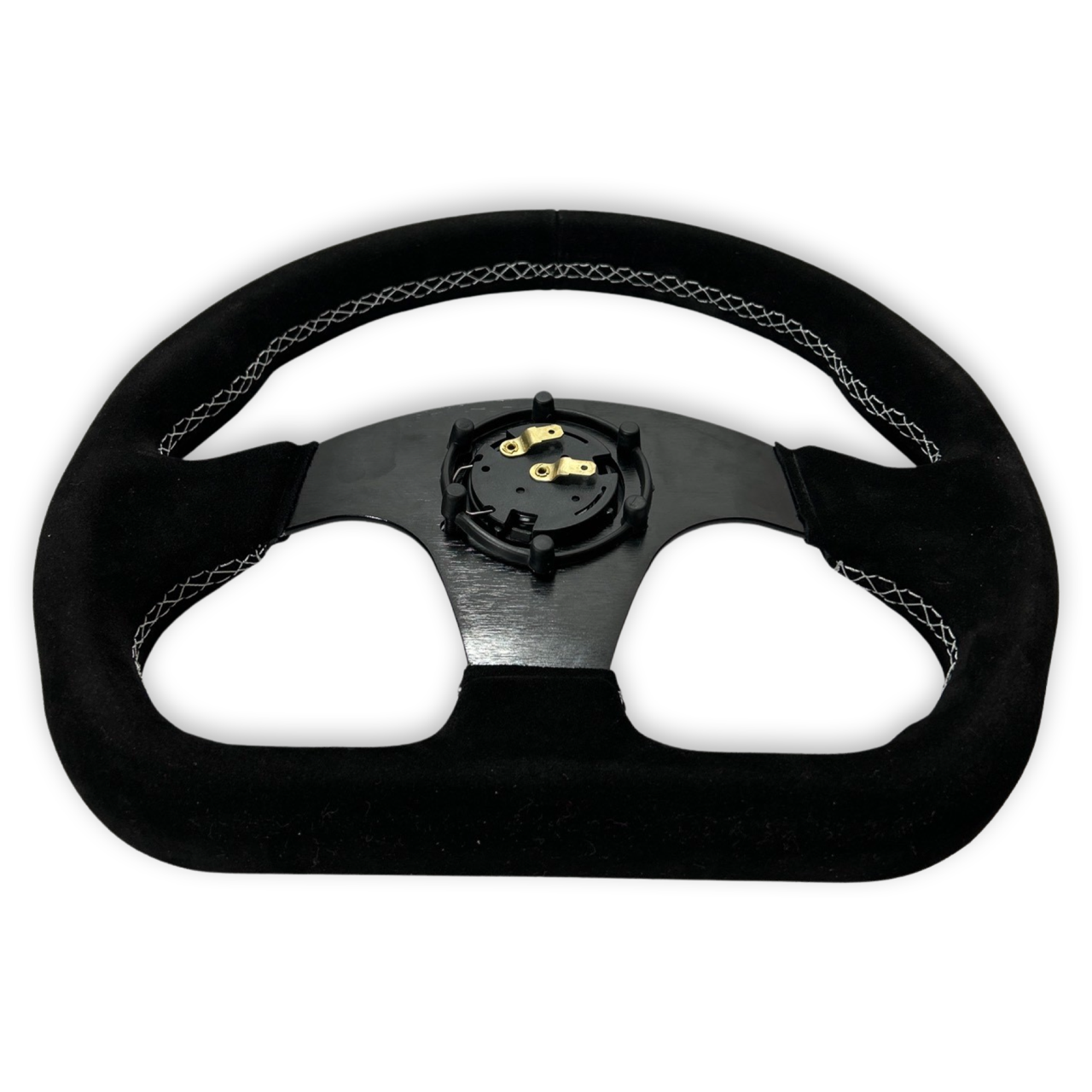 Quadro Flat Suede Steering Wheel + Short Hub Adapter Kit For Toyota Camry Corolla