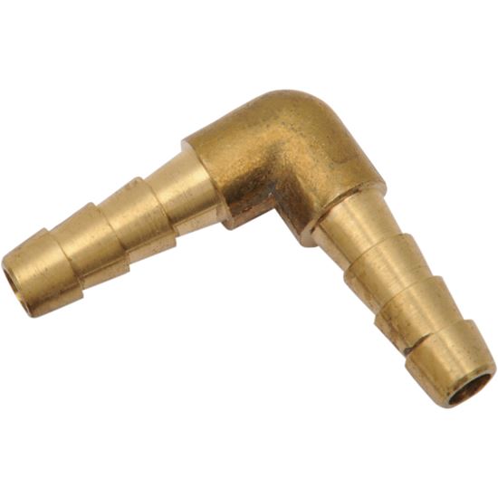 BRASS BARB/BARB 90DEG. 1/4(6.5MM)