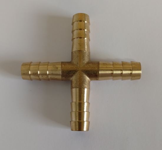 BRASS BARB CROSS  4-WAY 5/16(8MM)