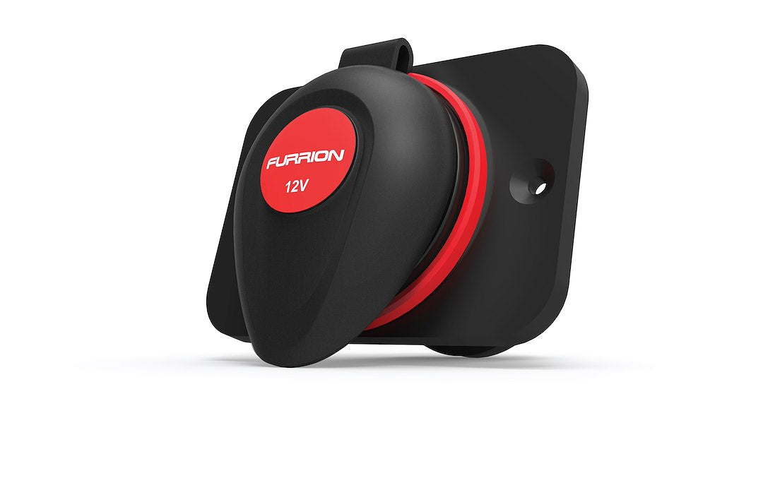 Furrion 2021123536 Electrical Rv Receptacle With Watertight Sealing Cap - 12V, Black