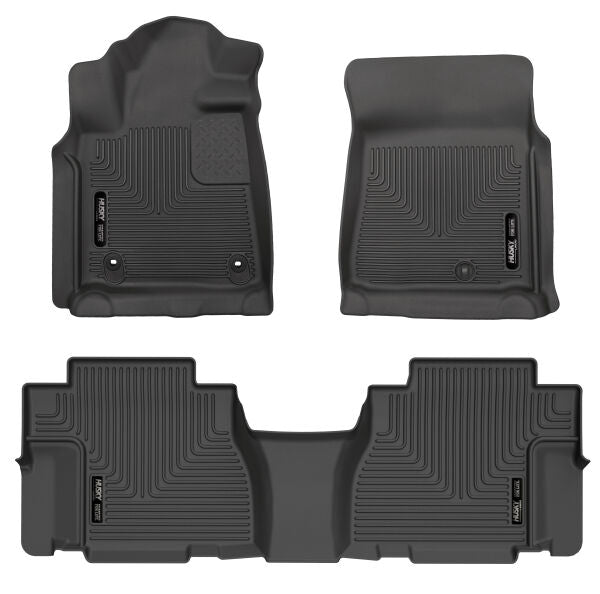 Husky Liners Weatherbeater Floor Mats | Fits 2012-2022 Toyota Sequoia | Front & 2Nd Row, 3-Pc Black - 95101