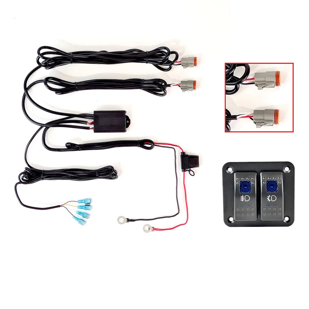 Xk Glow 2 Switch Rocker Panel 2 Output Wire Strobe Combo Xk064-Wire-2Op