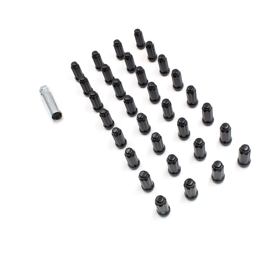 Wheel Accessories Parts 32 Pcs 9/16' Thread Truck 2.00' Long Spline Lug Nuts Black Chrome 6 Spline Hex Fits 1994-11 Ram 2500 3500 1975-97 Ford F250 F350 Chevy Gmc C20 K20 C2500 C3500