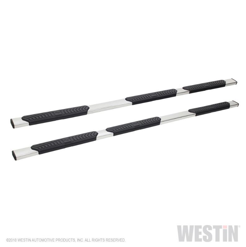 Westin 28-534340 R5 Modular Wheel To Wheel Nerf Bars Fits 2019-2024 Ram 2500 3500 Crew Cab 8' Bed (Exc Dually) Polished Pair