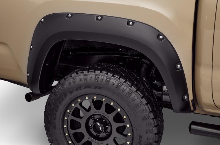 Bushwacker Pocket/Rivet Style Front Fender Flares | 2-Piece Set, Black, Smooth Finish | 30053-02 | Fits 2022-2024 Toyota Tundra