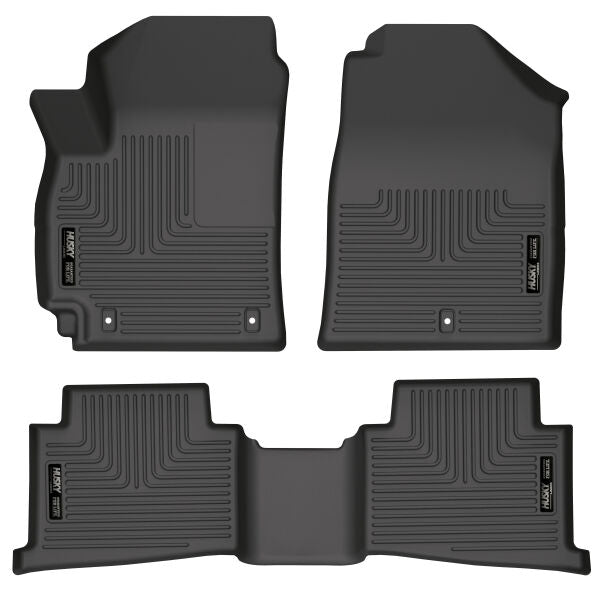 Husky Liners Weatherbeater Floor Mats | Fits 2021-2024 Kia Seltos | Front & 2Nd Row, 3-Pc Black - 95801