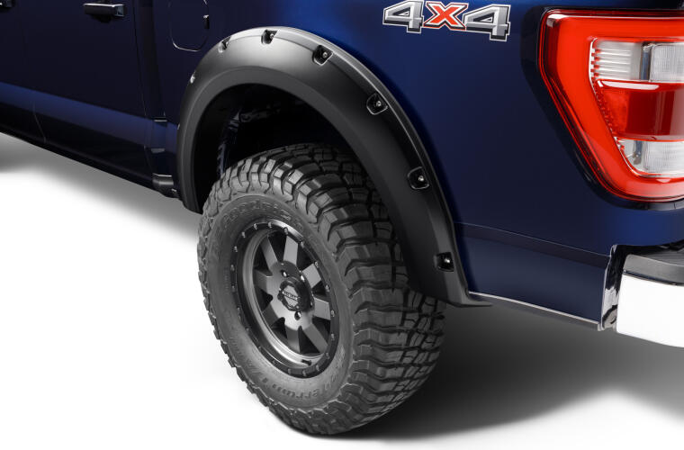 Bushwacker - Pocket/Rivet Style, Rear Fender Flares | Fits 2021-2025 Ford F-150 (Excludes Lightning), Black | 2-Pcs. 20134-02