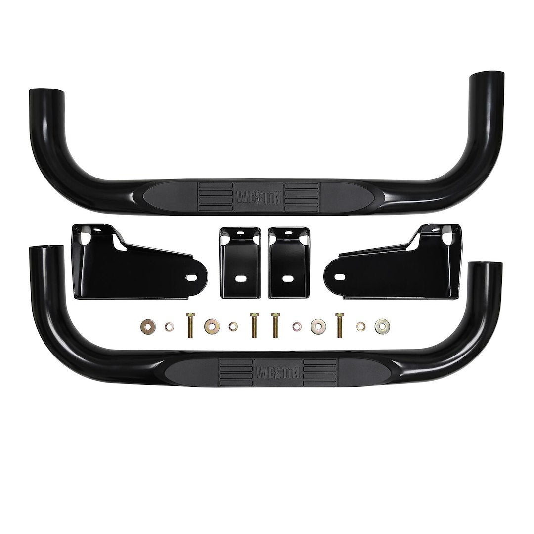 Westin 23-4115 E-Series 3 Round Nerf Bars Fits 2019-2024 Silverado Sierra 1500 Standard Cab Black Pair