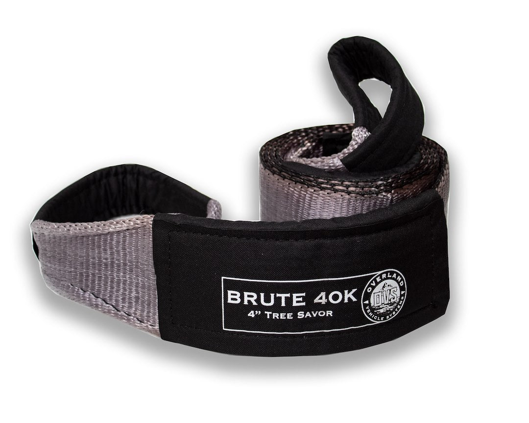 Overland Vehicle Systems Tow Strap 40,000 Lb. 4' X 8' Gray With Black Ends & Storage Bag Universal - 40,000 Lb. Breaking Strength - For Use In Automotive Recovery And Towing