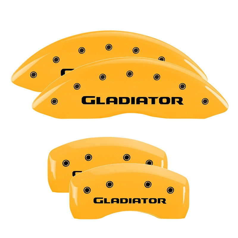 Mgp Caliper 42021Sgldy Engraved Caliper Covers, Yellow - Set Of 4
