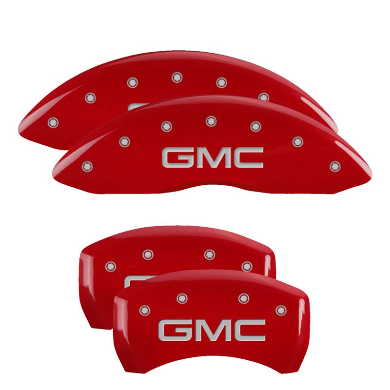 Mgp Caliper Covers 34218Sgmcrd Gmc Red Powder Coat Finish, Silver Characters, Set Of 4