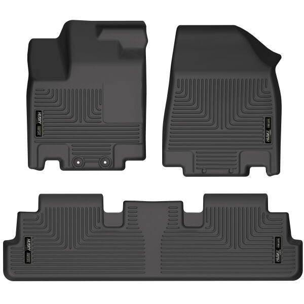 Husky Liners Weatherbeater Floor Mats | Fits 2022-2025 Infiniti Qx60; 2022-2025 Nissan Pathfinder | Front & 2Nd Row, 3-Pc Black - 95701