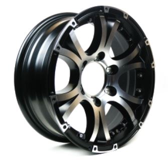Viking Series 16In X 6.5In 8X6.5 Machined Lip Gloss Black Finish Aluminum Wheel With Black Cap Updated Sku Wa-16065865-Bmbb-13736-Hd2