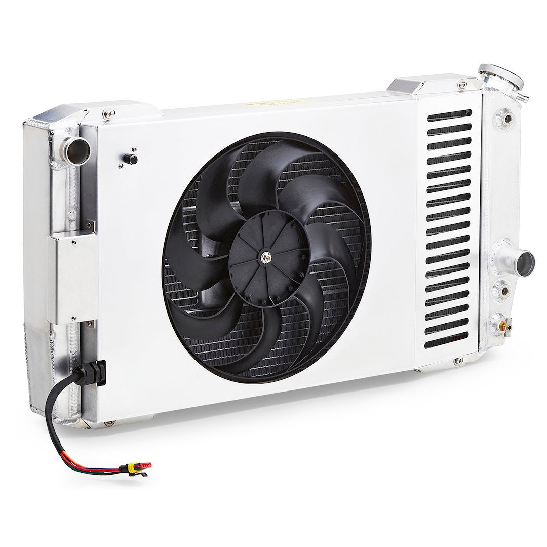 Pfm Radiator, Slim-Fit Direct Fit Series, 30-1/2 In W X 16-13/32 In H X 4 In D, Single Pass, Driver Side Inlet, Passenger Side Outlet, Aluminum, Natural, Automatic Transmission, Gm F-Body 1982-92