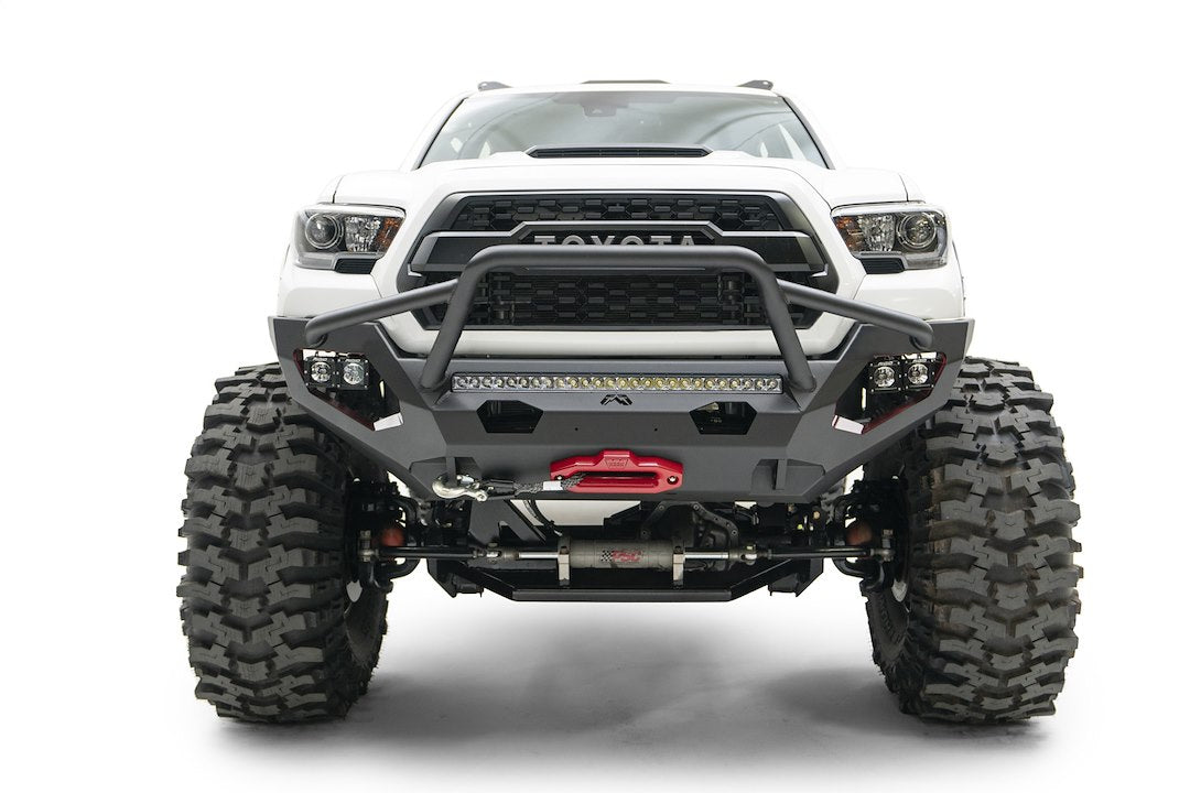Fab Fours Front Replacement Bumper for Toyota Tacoma, Alloy Steel, Black, Model TT16-X3653-1