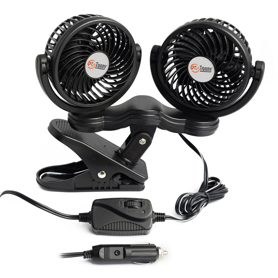 Prime Products 12V Dual Head Clip-On Fan