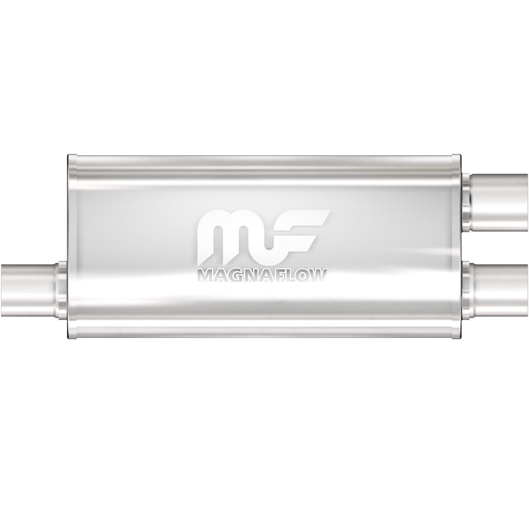 Magnaflow Performance Exhaust Muffler 12265: 2.5/2.5 Inlet/Outlet, 5X8X18 Oval, Stainless Steel, Satin Finish