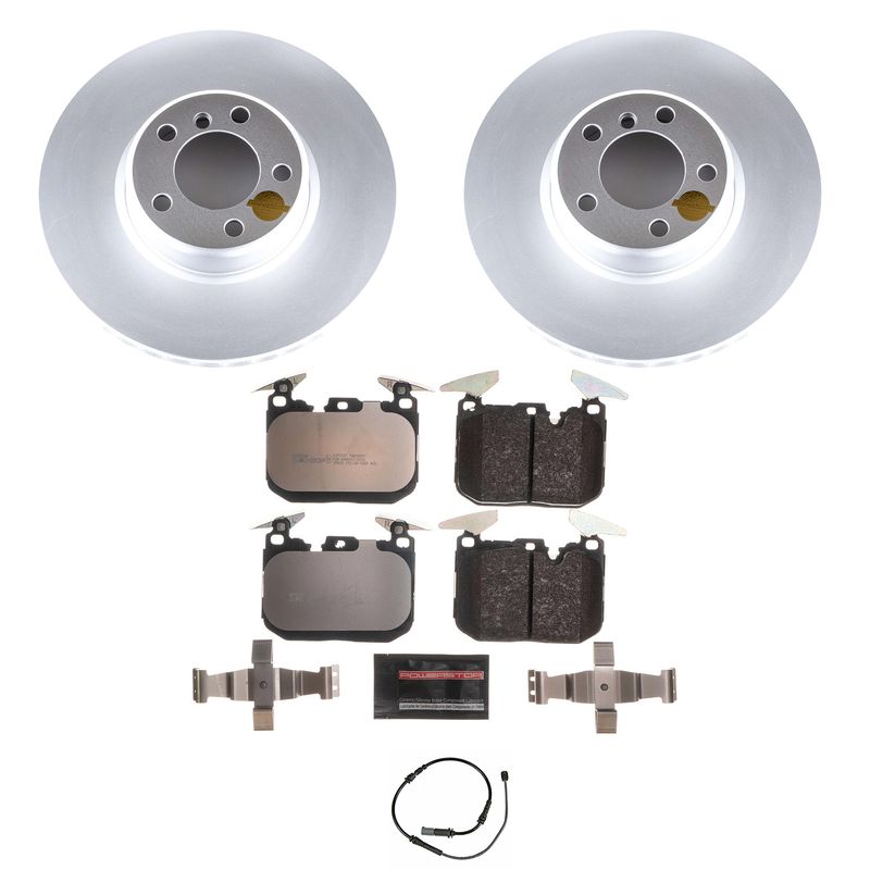 Power Stop Esk6653 Euro-Stop Front Brake Kit- Coated Brake Rotors & Ceramic Brake Pads