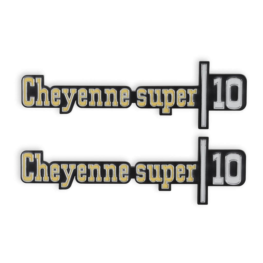 Holley Classic Trucks 04-541 C/K Fender Badge Pair - Cheyenne Super 10, Silver/Gold