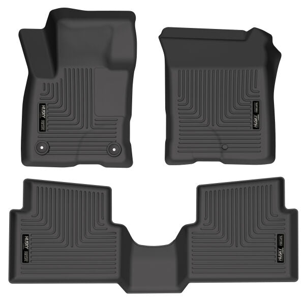 Husky Liners Weatherbeater Floor Mats | Fits 2022-2024 Ford Maverick (Ecoboost Gas Model Only) | Front & 2Nd Row, 3-Pc Black - 95051