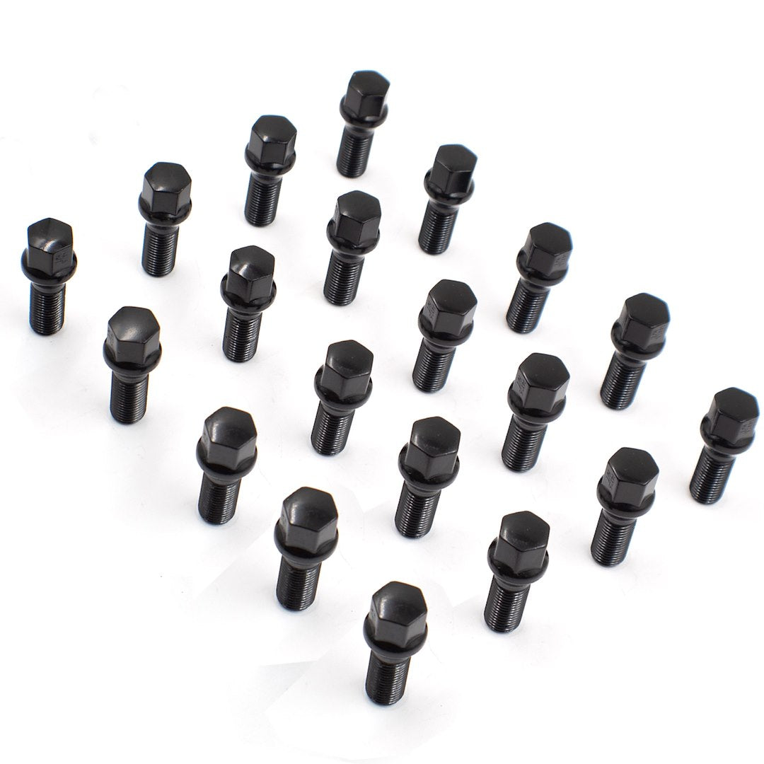 Wheel Accessories Parts Set Of 20 Black14X1.5 Lug Bolt Kit Cone Seat Acorn 17Mm Hex, 24Mm Shank Length, M14X1.50 Thread Cone Lug Bolts For Aftermarket Wheels (20, Black, 14 1.5)