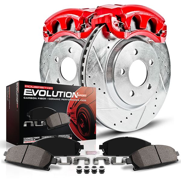Power Stop Kc8029 Front Z23 Daily Driver Brake Pad And Rotor Kit With Red Powder Coated Calipers For Ford F-350 Super Duty 2015-2016 [Model Specific]