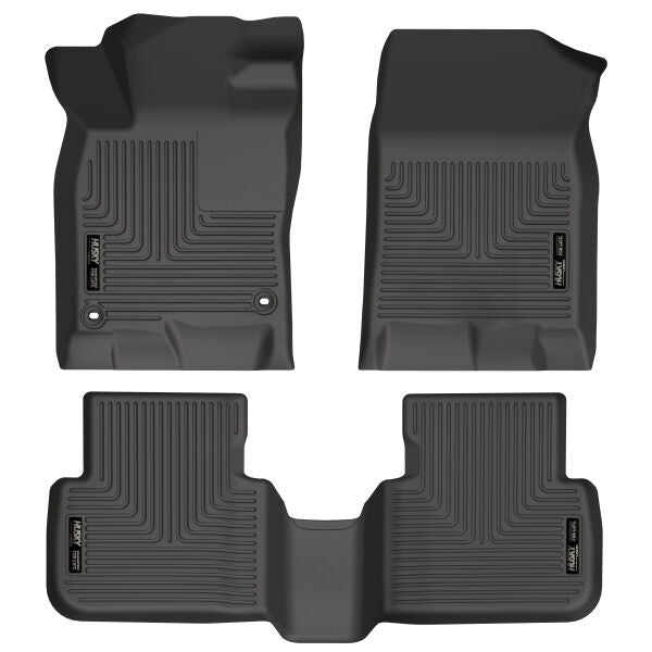 Husky Liners Weatherbeater Floor Mats | Fits 2022-2024 Honda Civic Hatchback/Sedan; 2023-2024 Acura Integra Hatchback | Front & 2Nd Row, 3-Pc Black - 95521
