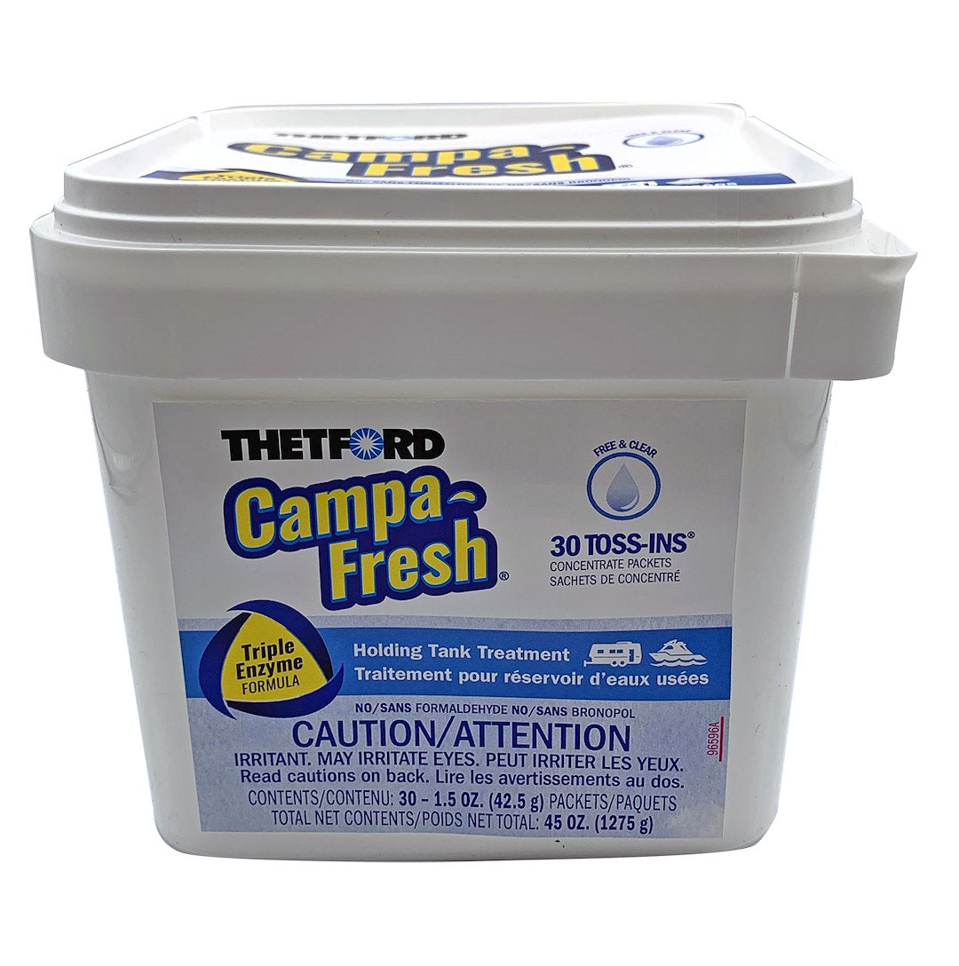Thetford Campa-Fresh Free & Clear Rv Holding Tank Treatment, Formaldehyde Free, Waste Digester, Septic Tank Safe, 30 Count Toss-Ins (96721)