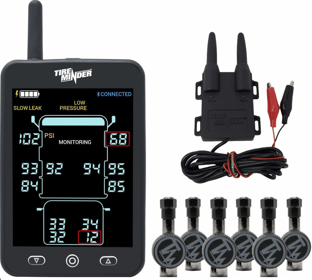 Tireminder Minder Research A1As Rv Tpms With 6 Flow Through Sensors, Black