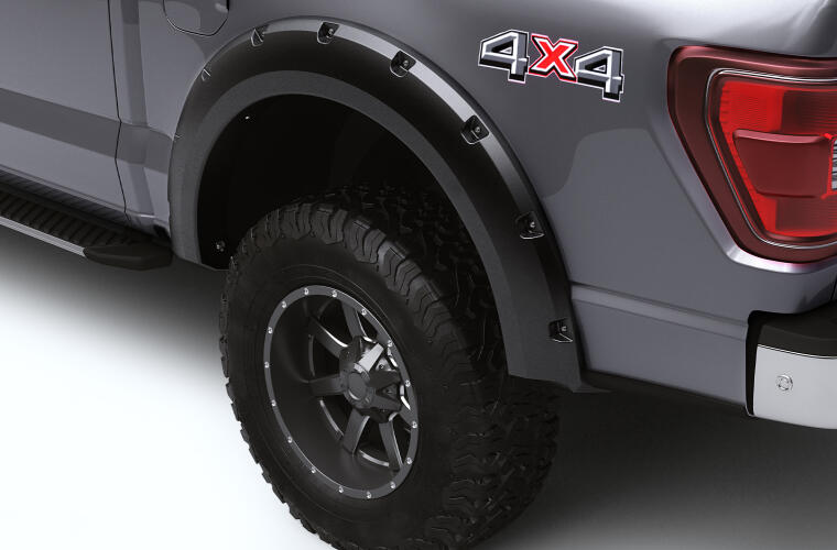 Bushwacker Forge Pocket/Rivet Style Front & Rear Fender Flares | 4-Piece Set, Black, Textured Finish | 28315-08 | Fits 2018-2020 Ford F-150