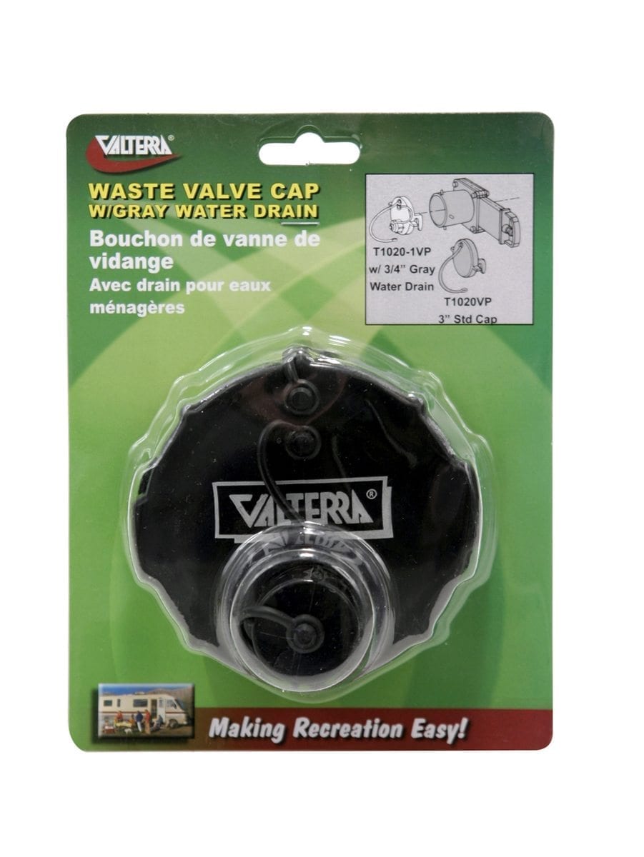 Valterra Black 3 T1020-1Vp Waste Valve 3 With Capped 3/4 Ght, Carded (6)