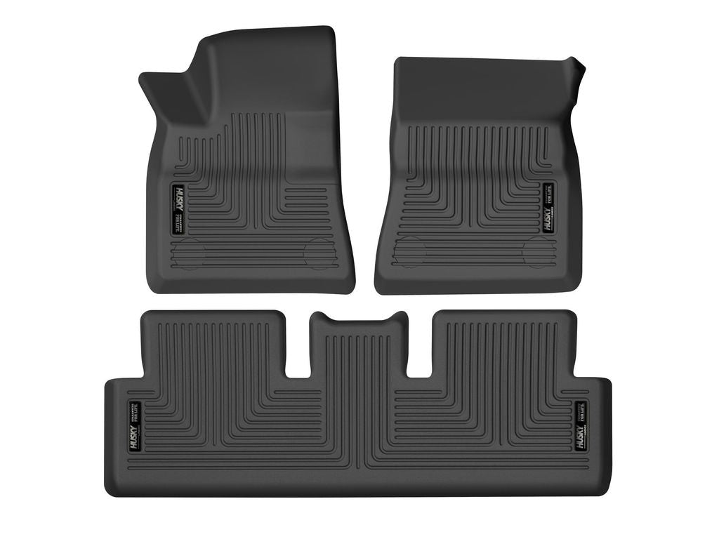 Husky Liners Weatherbeater Floor Mats | Fits 2017-2024 Tesla Model 3 | Front & 2Nd Row, 3-Pc Black - 95091