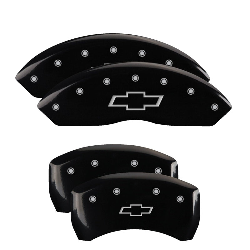 Mgp Caliper Covers 14255Sbowbk Bowtie Black Powder Coat Finish, Silver Characters, Set Of 4