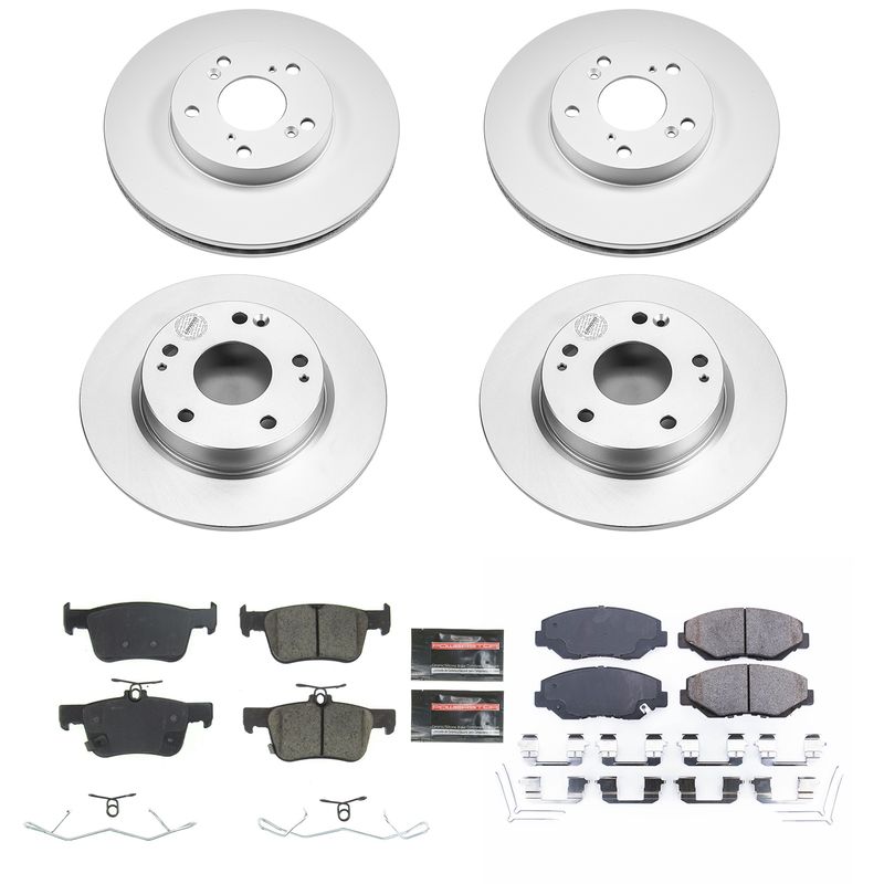 Power Stop Crk8620 Z17 Front And Rear Coated Rotor Kit-Coated Brake Rotors, Ceramic Brake Pads For Honda Civic 2020-2021 [Model Specific]