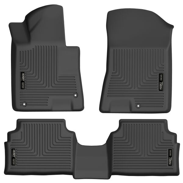 Husky Liners Weatherbeater Floor Mats | Fits 2020 - 2024 Hyundai Sonata (Excludes Hybrid); 2021 - 2024 Kia K5 Front Wheel Drive | Front & 2Nd Row, 3-Pc Black - 95771