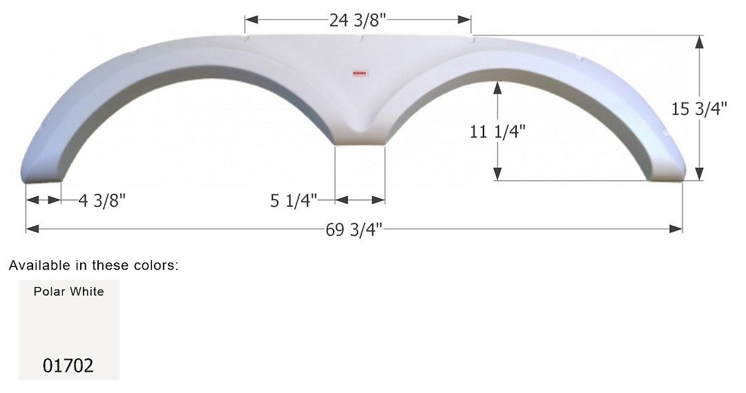 Icon 01702 Tandem Axle Fender Skirt Fs1702 For Jayco - Polar White
