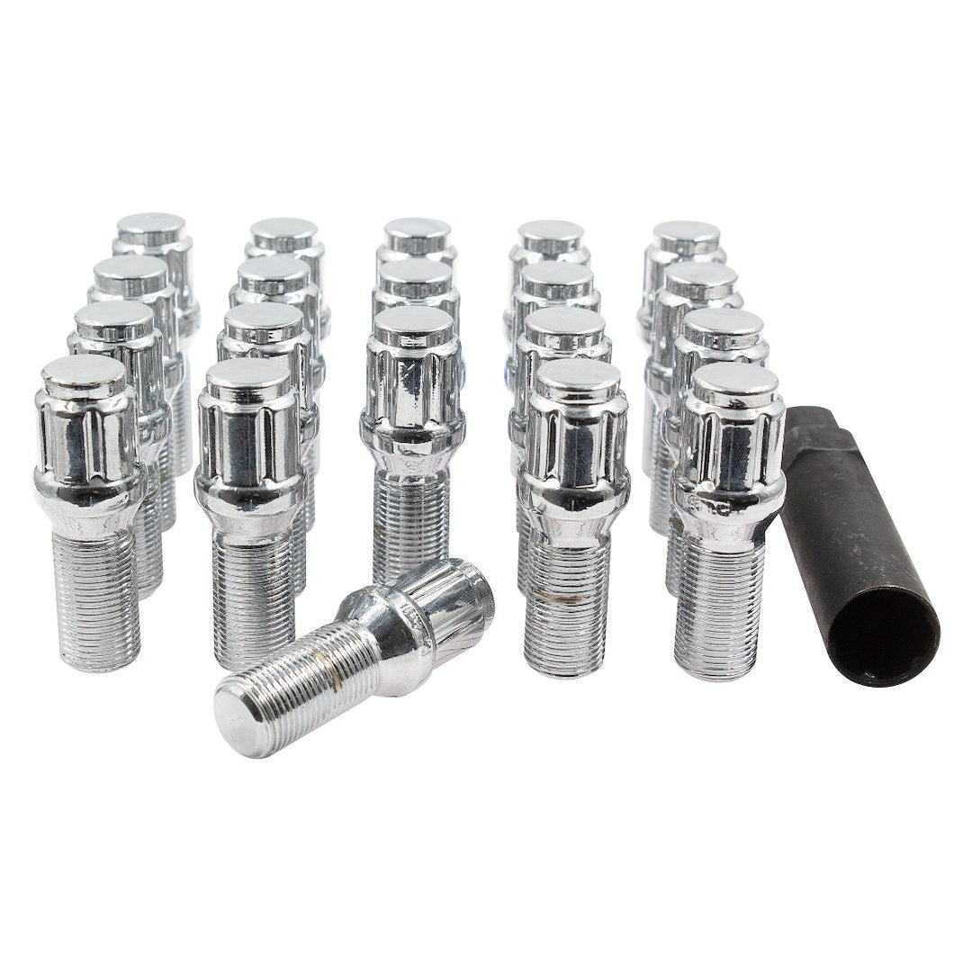 Wheel Accessories Parts 20 Pcs 15Mm 1.25 Thread Acorn Seat Lug Bolt Car Spline 28Mm Thread Length Chrome Fits 2019+ Mercedes Gle Gls | 2021+ Maybach Gls 600