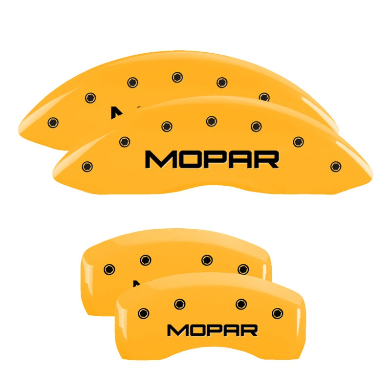 Mgp Caliper Covers 42021Smopyl Mopar Yellow Powder Coat Finish, Black Characters, Set Of 4