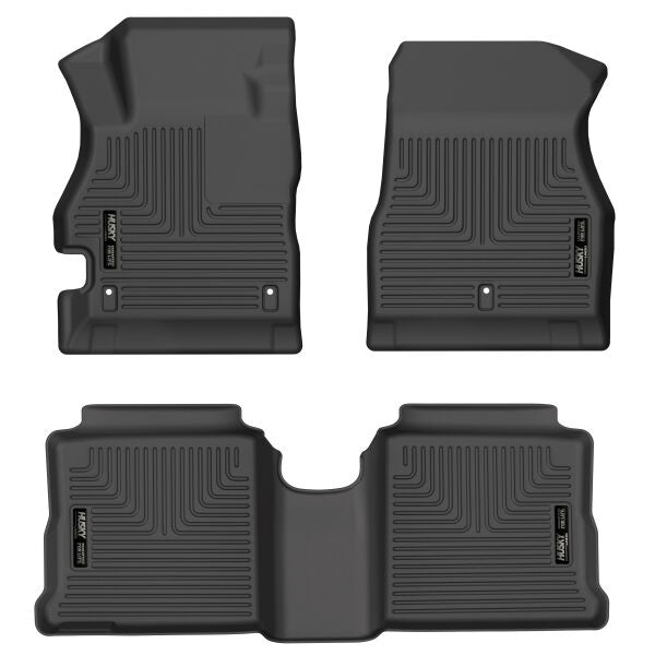 Husky Liners Weatherbeater Floor Mats | Fits 2020-2024 Nissan Versa | Front & 2Nd Row, 3-Pc Black - 95041