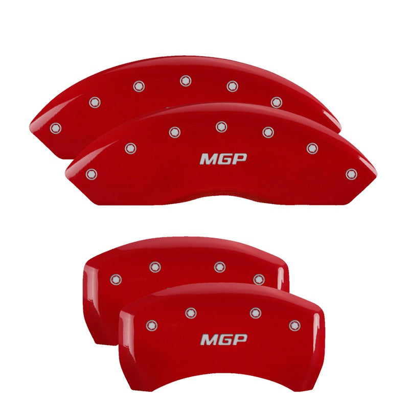 Mgp Caliper Covers 21197Smgprd Mgp Red Powder Coat Finish, Silver Characters, Set Of 4