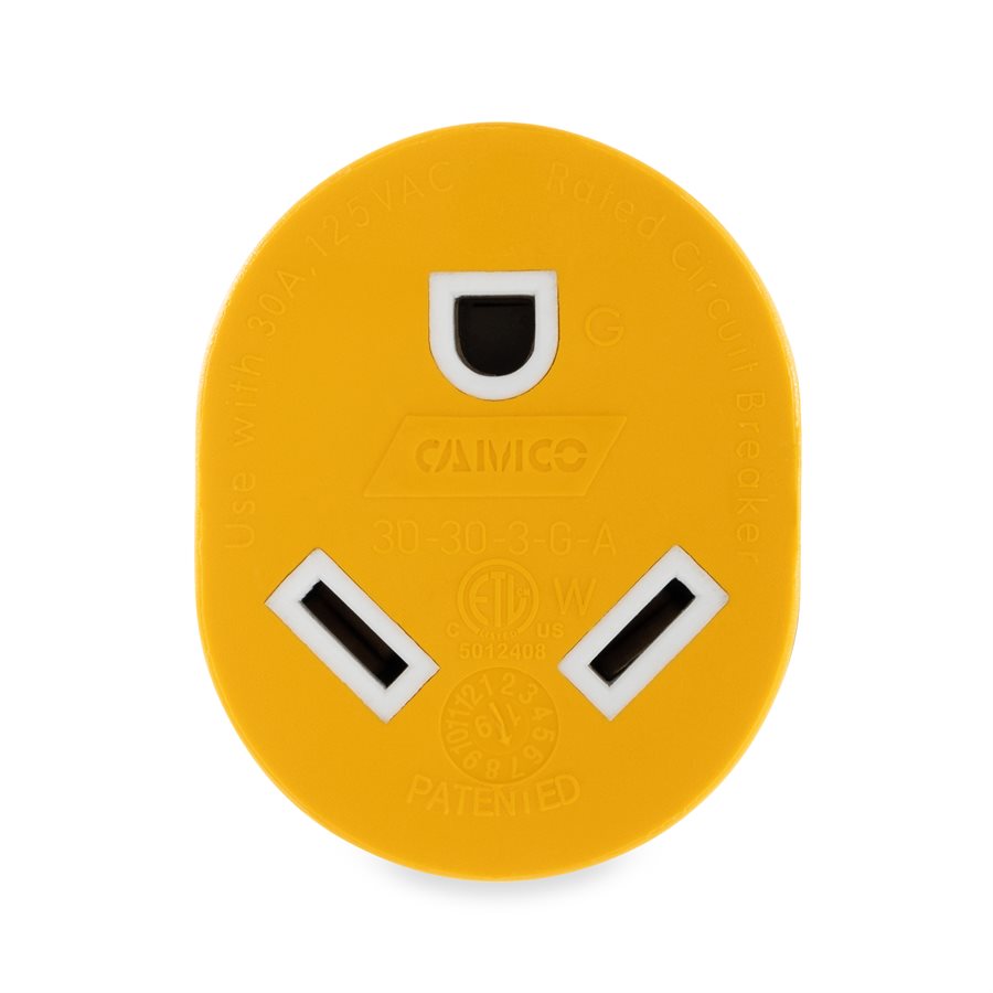 Camco Power Grip Camper/Rv Generator Adapter | Features A Heavy-Duty 30 Amp Locking Male And Female Connection | Rated For 125 Volts / 3750 Watts (55333)