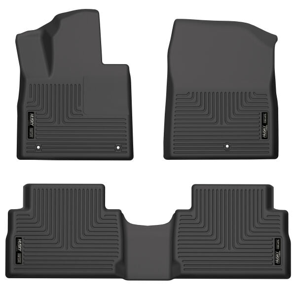 Husky Liners Weatherbeater Floor Mats | Fits 2021-2023 Hyundai Santa Fe | Front & 2Nd Row, 3-Pc Black - 95881