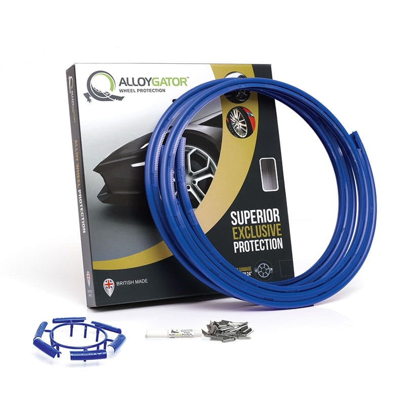 Alloygator Blue Rim Protector For Car Wheels (Fits 12-24' Wheel Diameter) - Pack Of 4 Premium Alloy Wheel Protector To Avoid Scratches & Scuffs - Adhesive Free Curb Rash Rim Protectors