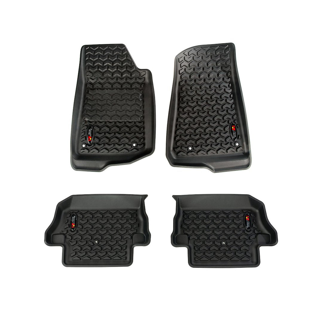 Rugged Ridge Floor Liner Set For Jeep Wrangler Jl | Front & Rear, 4-Piece Set, All-Terrain, Black | 12987.43 | Fits 2018-2024 Jeep Wrangler Jl 2-Door