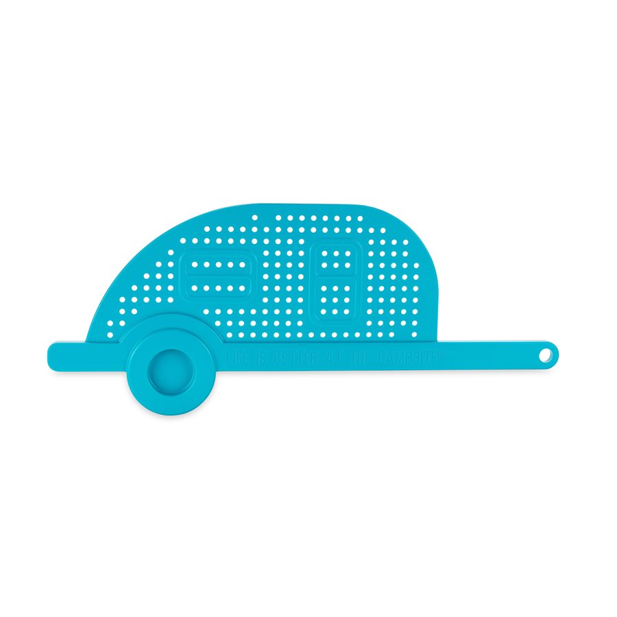 Camco Life Is Better At The Campsite Rv-Shaped Pot Drainer | Features A Handle For Safe And Easy Draining, An Easy-To-Clean Durable Teal Design, And Is Dishwasher Safe (53385)