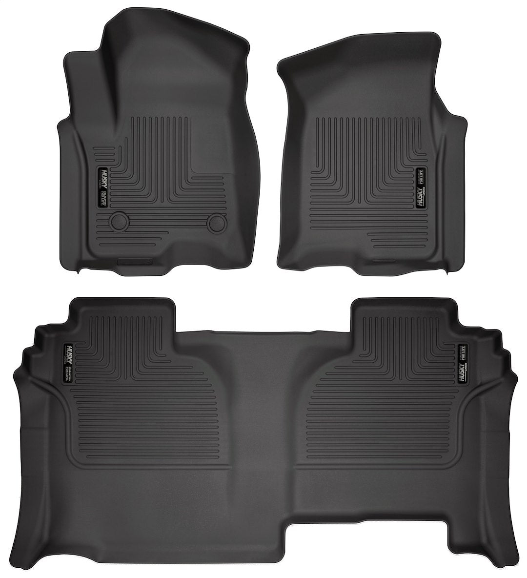 Husky Liners Weatherbeater Floor Mats for 2019-2024 Chevy Silverado & GMC Sierra 1500, 2500, 3500 - Black, 3-pc Set
